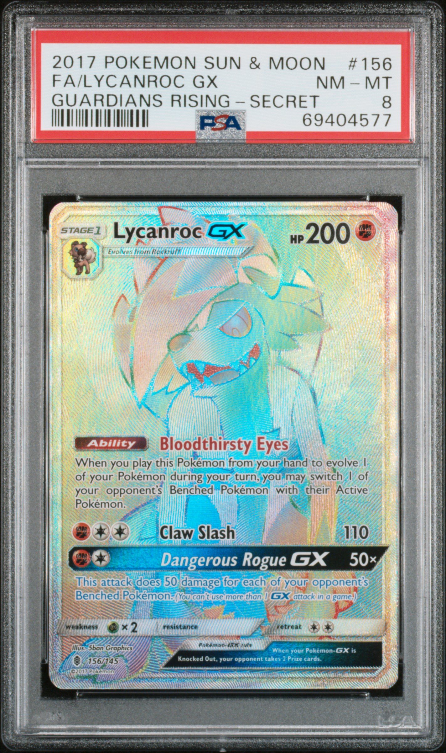 Lycanroc GX 2017 Sun Moon Guardians Rising 156 145 Holo Secret