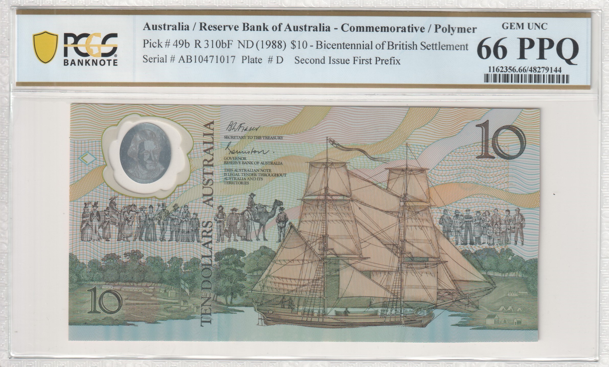 Pick 49b ND 1988 10 Commemorative Polymer Reserve Bank Of