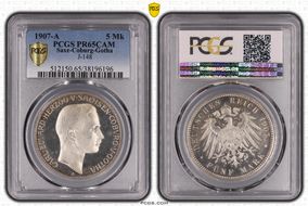 1907-A 5 Mk J-148 PR65CAM