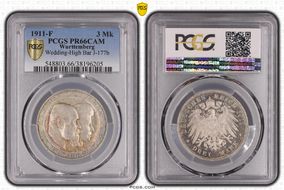 1911-F 3 Mk Wedding-High Bar J-177b PR66CAM