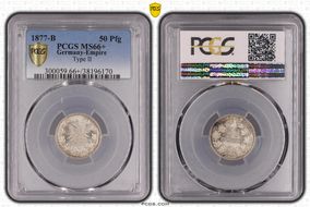 1877-B 50 Pfg J-8 Type II with Wreath MS66+