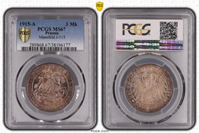 1915-A 3 Mk Mansfeld J-115 MS67