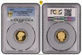 1853 1/2 Sov S-3859 Large Date PR65DCAM