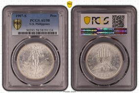 1907-S Peso AU58