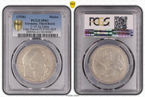 (1934) Medal C-10 Ag Matte Edge Raised FEINSILBER SP63