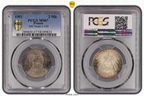 1901 2 Mk 200 Years - Prussia Kingdom J-105 Ag MS67