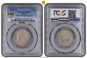 1871-K 2 Fr Gad-529 F-264 Sans légende MS62