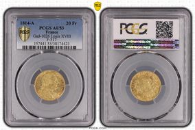 1814-A 20 Fr Gad-1026 Louis XVIII F-517 AU53