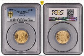 1869-A 20 Fr Gad-1062 F-532 MS64