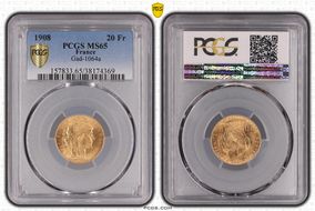 1908 20 Fr Gad-1064a F-535 Refrappe MS65