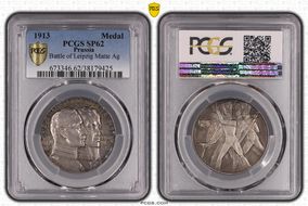 1913 Medal Battle of Leipzig Matte Ag MS62