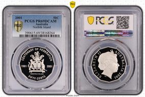 2001 50C Norfolk Island PR69DCAM