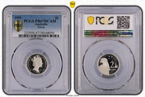 1991 $2 Silver PR67DCAM