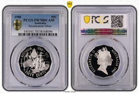 1988 50C Bicentennial Ag PR70DCAM