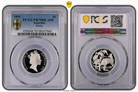 1991 $1 Silver PR70DCAM