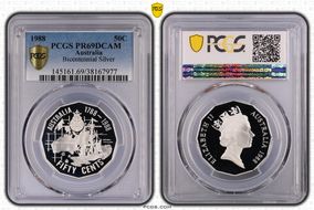 1988 50C Bicentennial Ag PR69DCAM