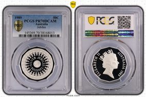 1989 50C Jubilee Ag PR70DCAM