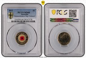 2012 $2 Remembrance Day Colorized MS66