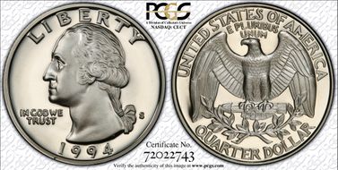 1994-S 25C Silver PR70DCAM