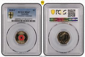 2018-C $2 Armistice Centenary Colorized MS67
