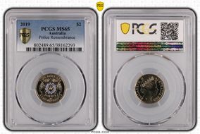 2019 $2 Police Remembrance Colorized MS65