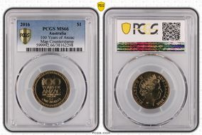 2016 $1 100 Years of Anzac Map Counterstamp MS66