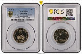 2016-C $1 50 Yrs Decimal Currency Canberra Counterstamp MS66