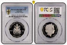 2001 50C Norfolk Island PR70DCAM