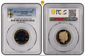 2001 $1 Centenary-Colorized PR69DCAM