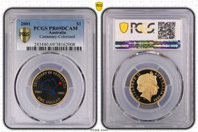 2001 $1 Centenary-Colorized PR69DCAM