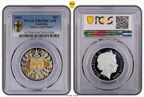 2016 50C Selective Gilt Silver 50th Ann. Decimal Currency PR69DCAM