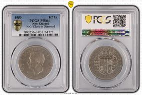 1950 1/2 Cr K.G. Close to Diamond MS64