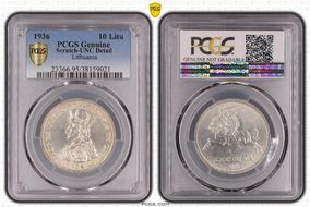 1936 10 Litu KM-83  Ag N1