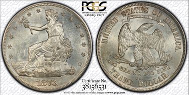 1876-CC T$1 Doubled Die Reverse MS61