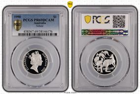 1990 $1 KM-84a  Ag PR69DCAM