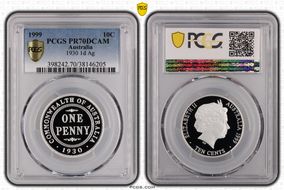 1999 10C 1930 1d Ag PR70DCAM