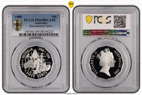 1988 50C Bicentennial Ag PR69DCAM