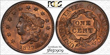 1827 1C Newcomb 11 MS65RB