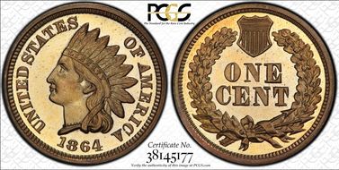 1864 1C Copper Nickel PR67CAM