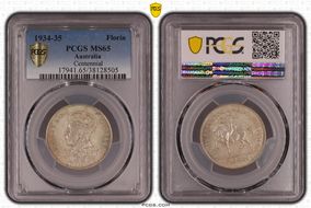 1934-35 Florin Centennial KM-33  Ag MS65