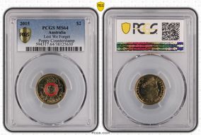 2015 $2 Lest We Forget Colorized Poppy Counterstamp MS64