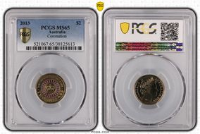 2013 $2 Coronation Colorized MS65