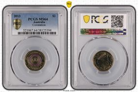 2013 $2 Coronation Colorized MS64