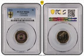 2013 $2 Coronation Colorized MS66