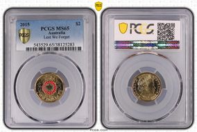 2015 $2 Lest We Forget Colorized MS65