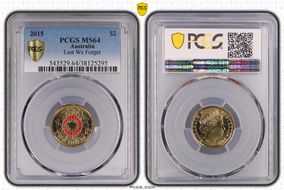 2015 $2 Lest We Forget Colorized MS64