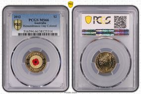 2012 $2 Remembrance Day Colorized MS66