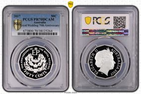 2017 50C Royal Wedding 70th Ann. Ag PR70DCAM