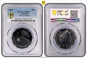 2009 50C Moon Landing Colorized MS67