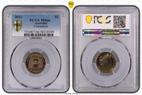 2013 $2 Coronation Colorized MS65